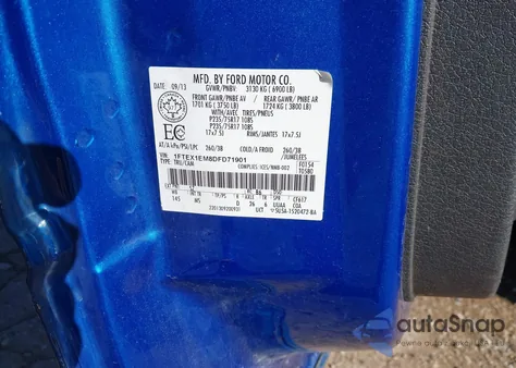 2013 Ford F-150 Xlt из США, поврежденный, VIN 1FTEX1EM8DFD71901